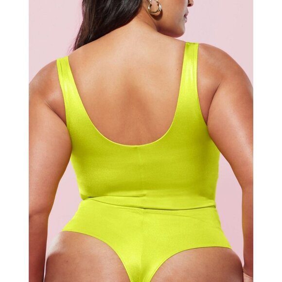 NWT Yitty Yellow Headliner Shaping Open Bust Thong Bodysuit and Bandeau Bra Set - Picture 3 of 10